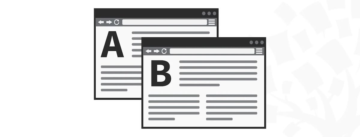 Two wireframes of a web page: version A and version B