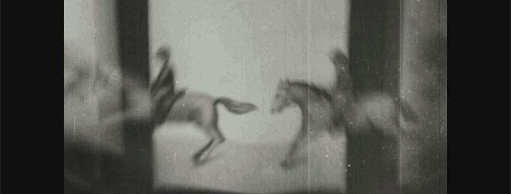 Vintage zoetrope animation of of horse with rider