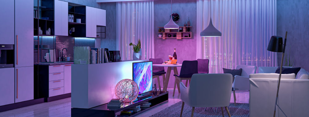 Photo showing modern mood lighting in the home.