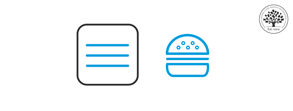 A hamburger menu and a hamburger icon side by side
