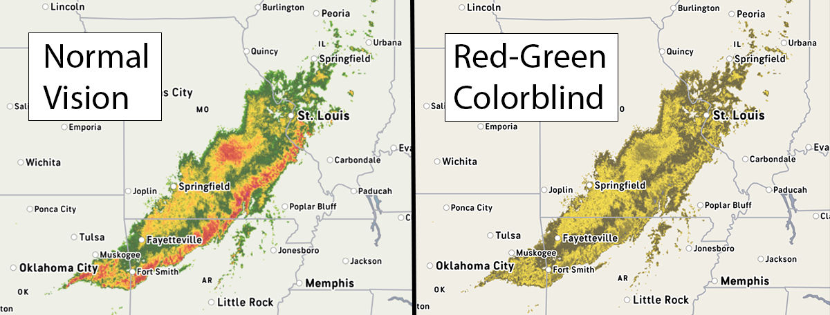 Red-green colorblindness means color alone can lose its meaning for some people