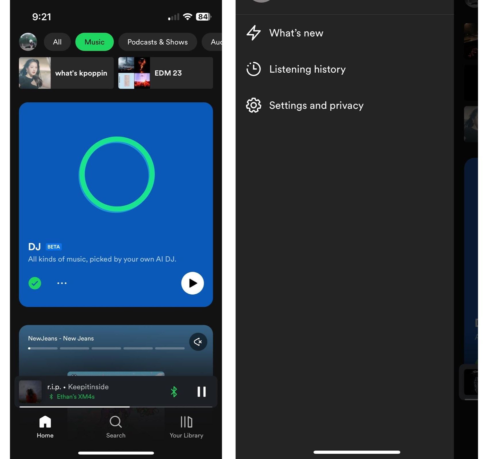 Screenshot of Spotify’s user interface