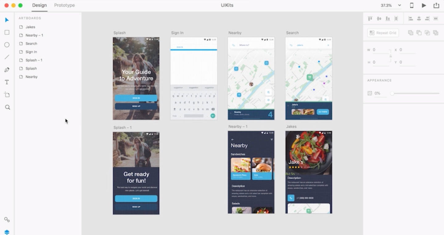 Screenshot of Adobe XD