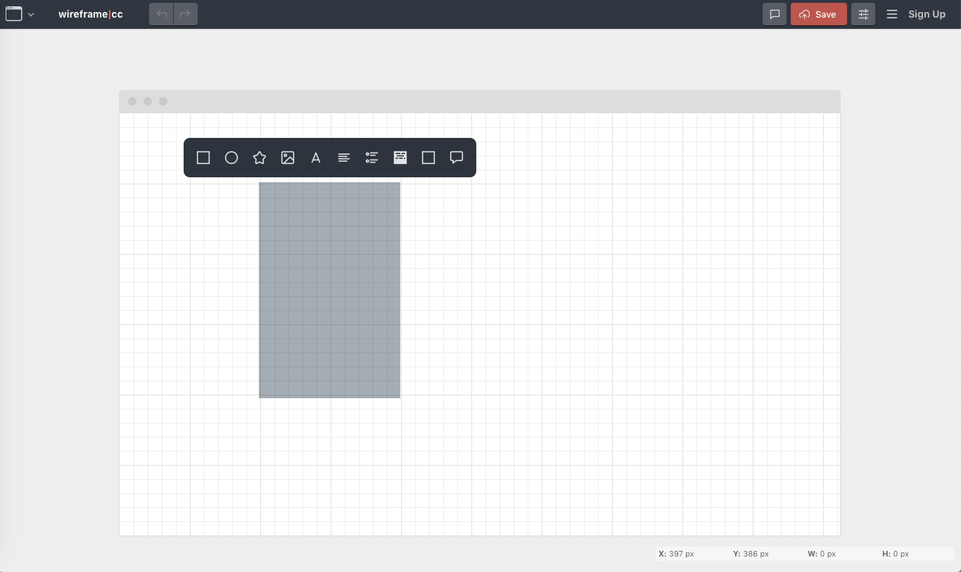 Screenshot of the UI of Wireframe.cc