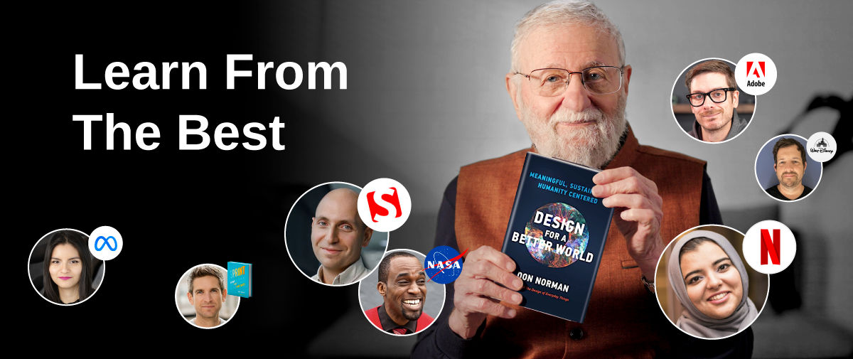 Don Norman image with the text "Learn from the best"