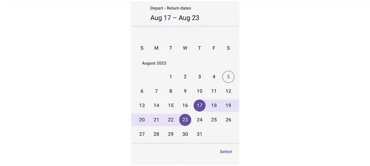 Image of a calendar widget on a computer screen.
