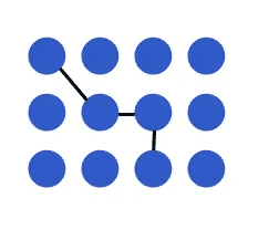 Illustration showing the law of uniform connectedness in dots.