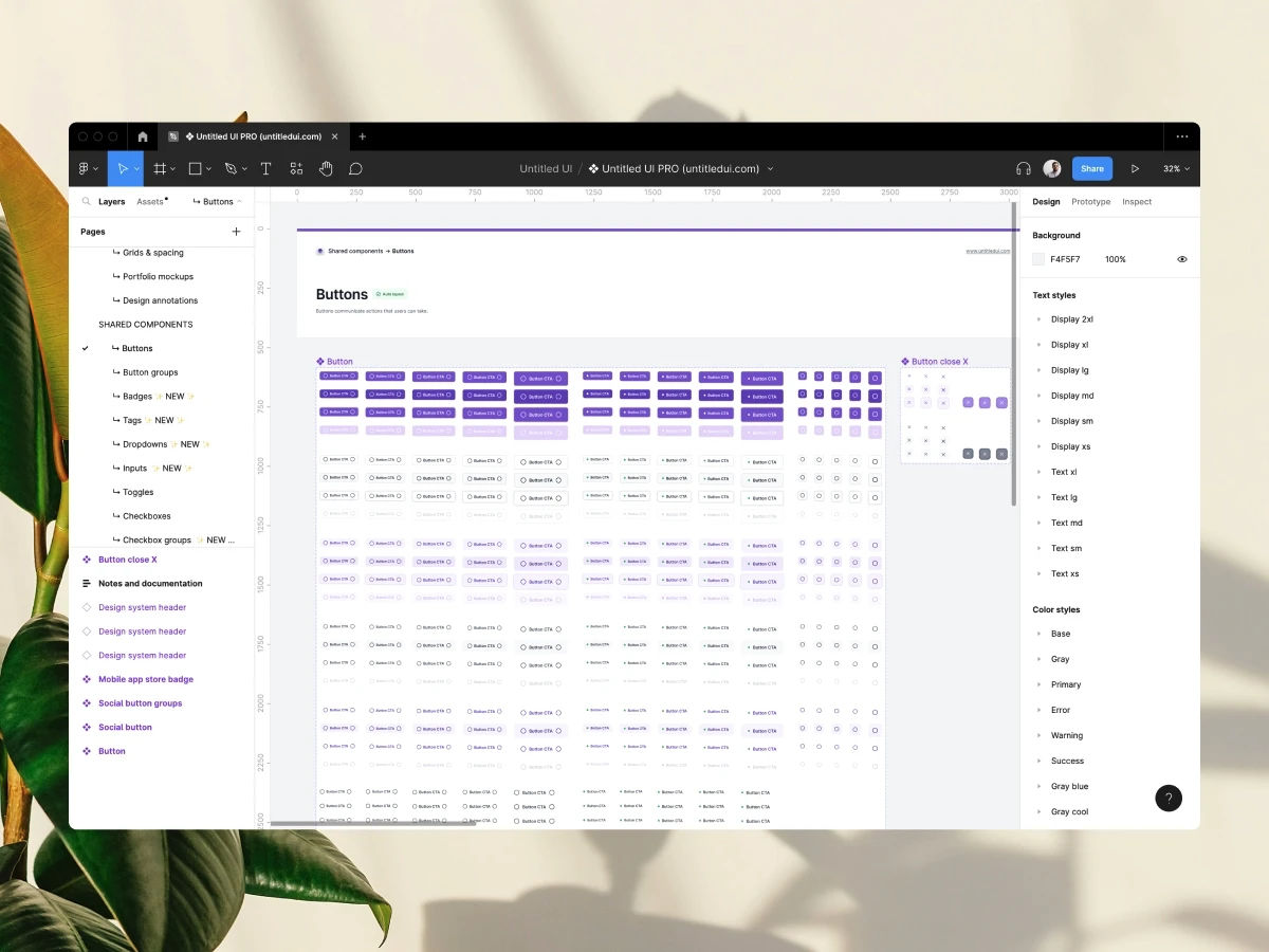An image of button component UI kit examples.