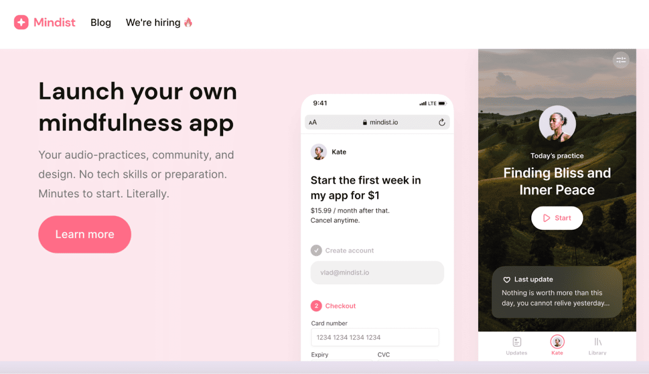 An image of a Mindist webpage.