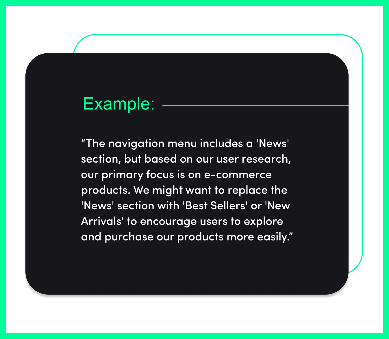 A screen of text showing the critique of a navigation menu.