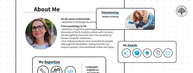 An image representing an About Me section and details.