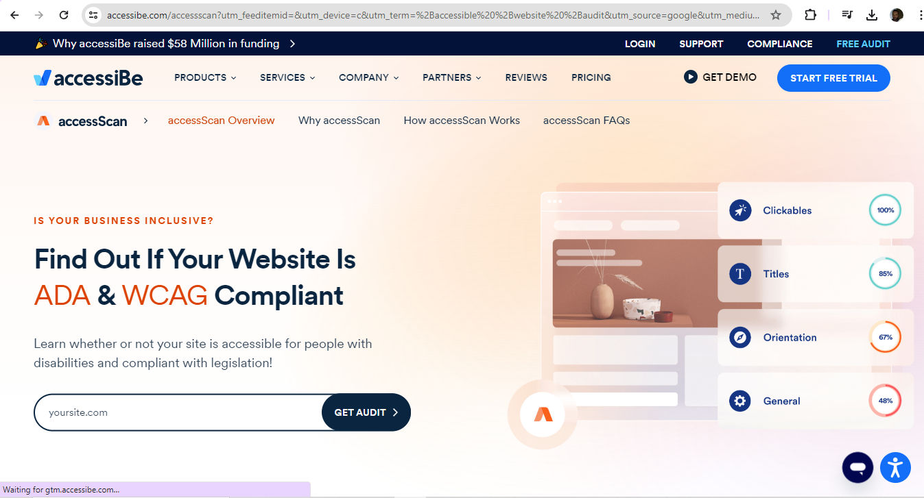 A screenshot from AccessiBe's website.