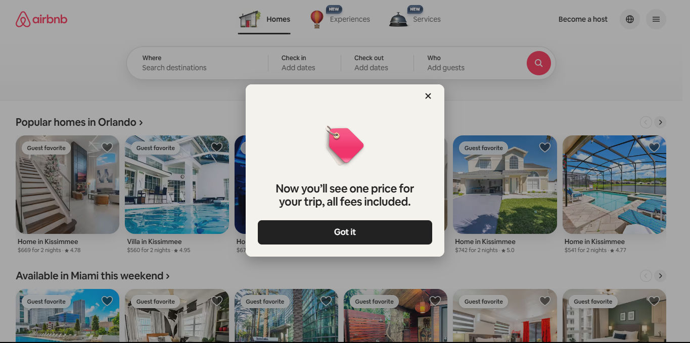 A screenshot from Airbnb.com