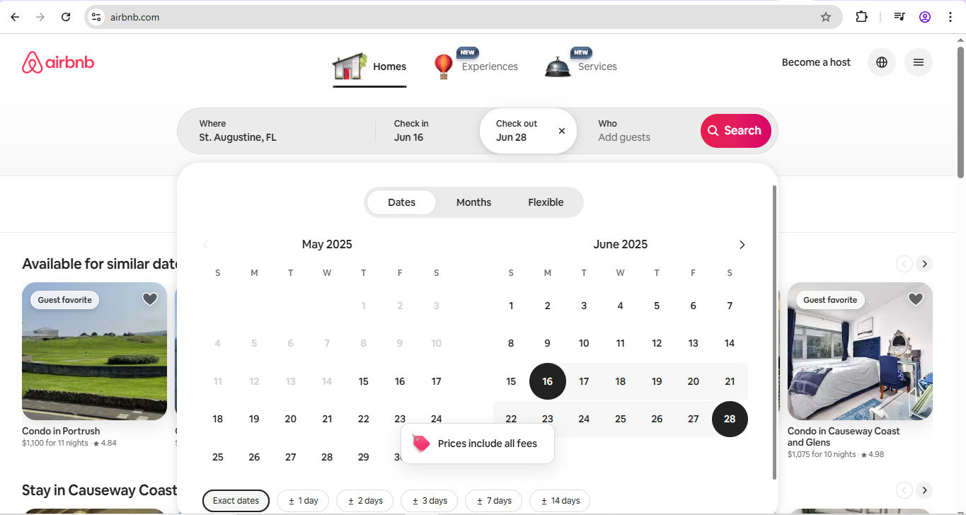 A screenshot of an Airbnb page.