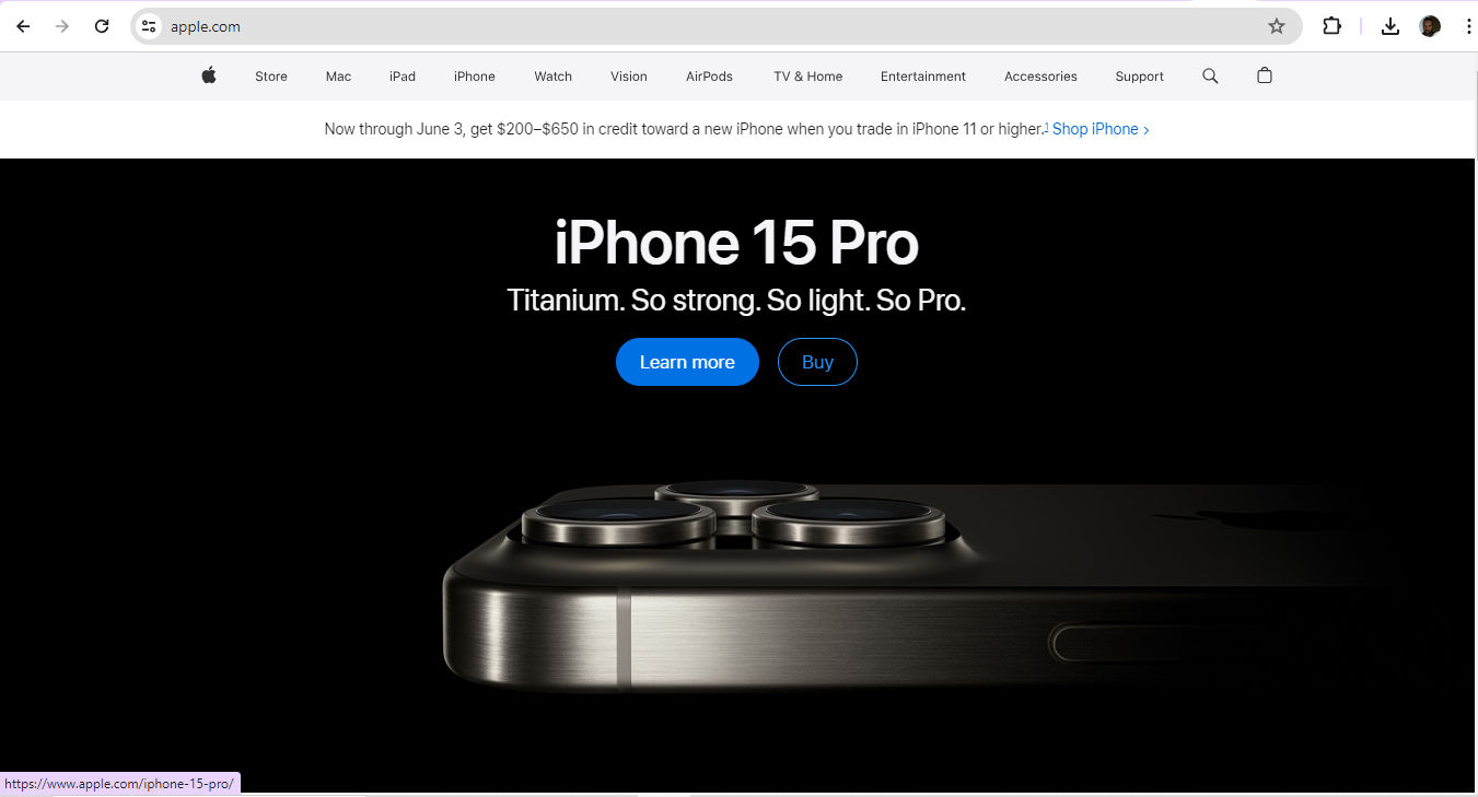 A screenshot from Apple's website.