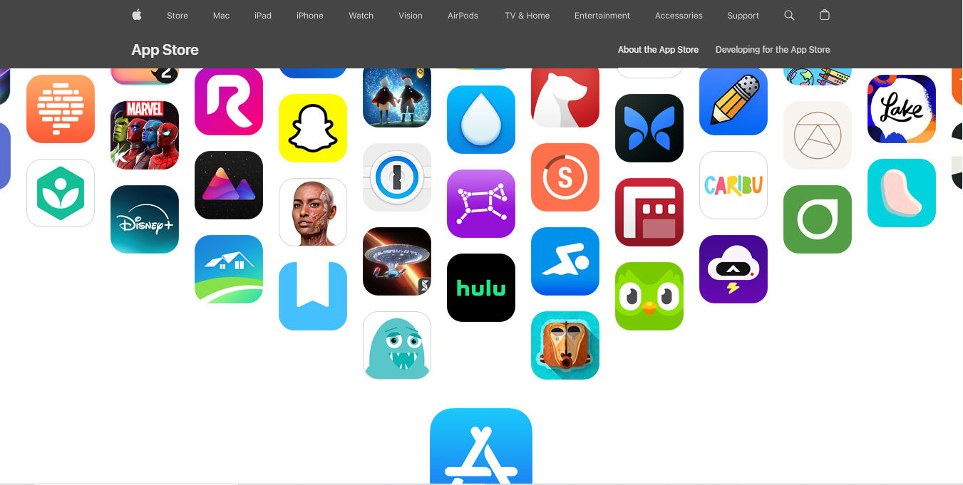 A screenshot from Apple's App Store main page.