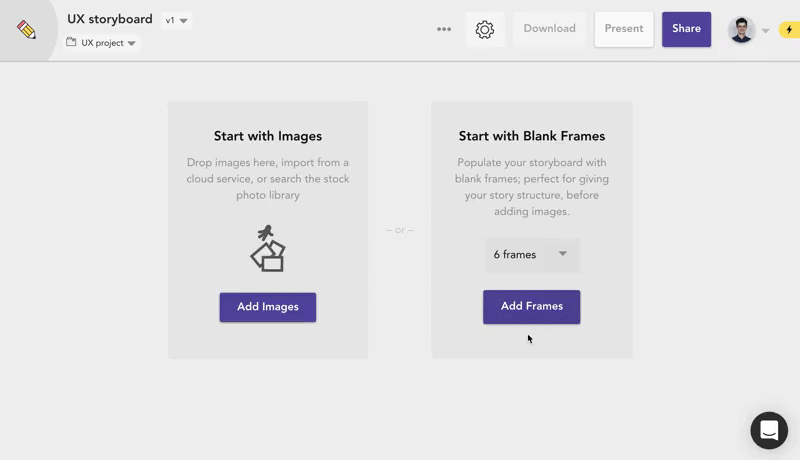 A screen from Boords.