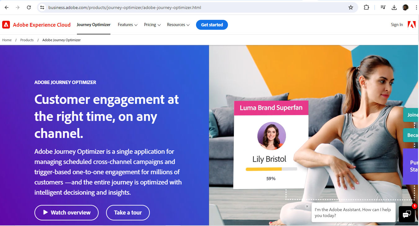 A screenshot representing Adobe's Journey Optimizer.