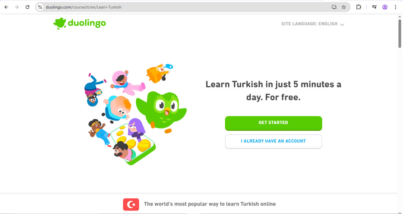 A screenshot from Duolingo site.