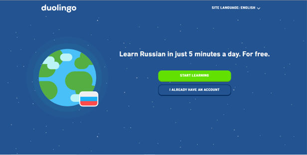 Screenshot from the Duolingo site.