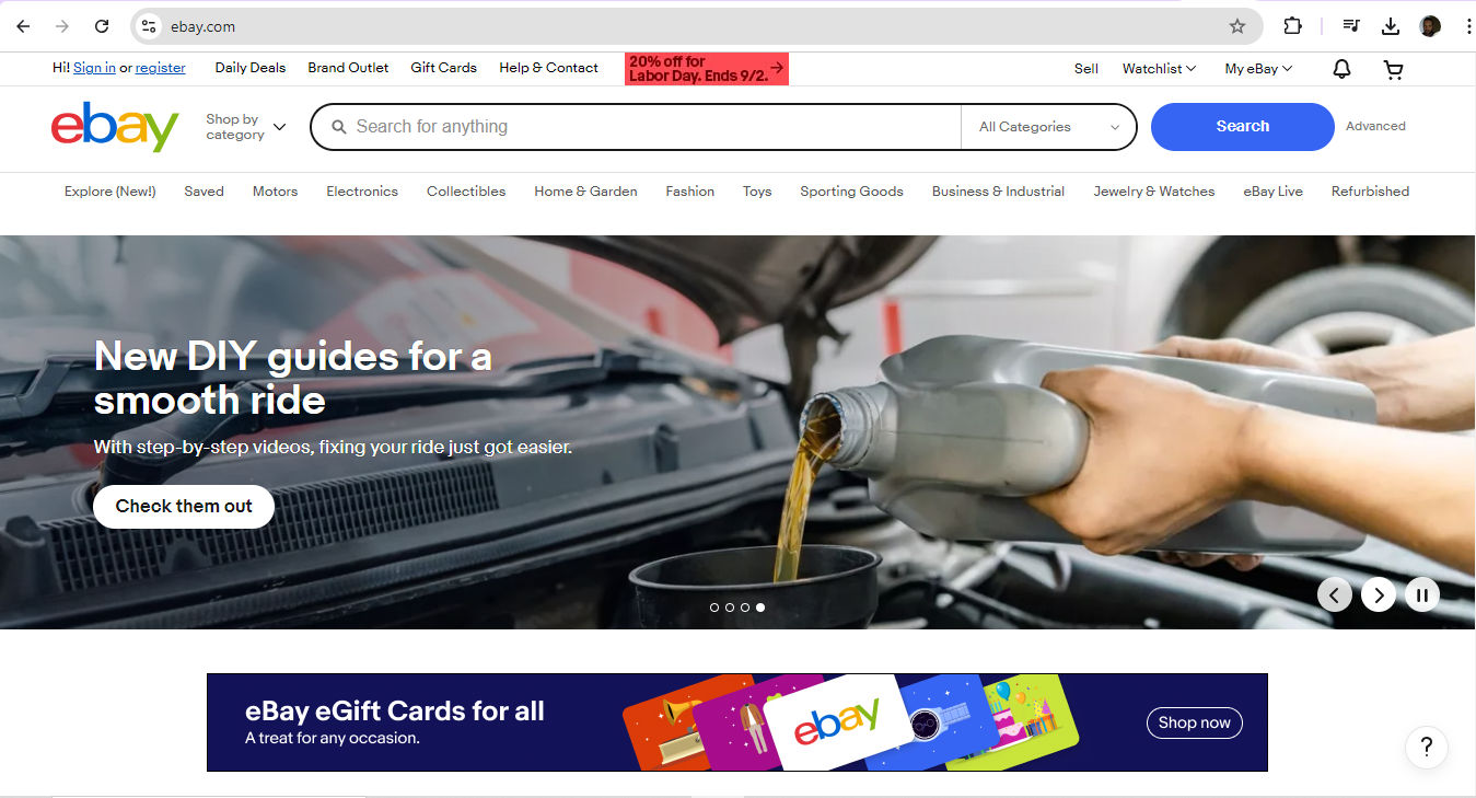 A screenshot from eBay's website.