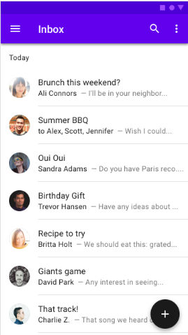 An example showing a floating action button. 