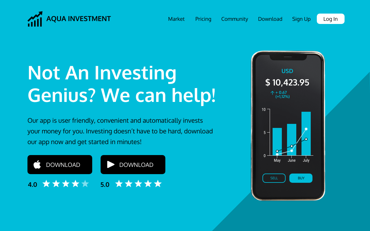 Image of a brand screen with download buttons.