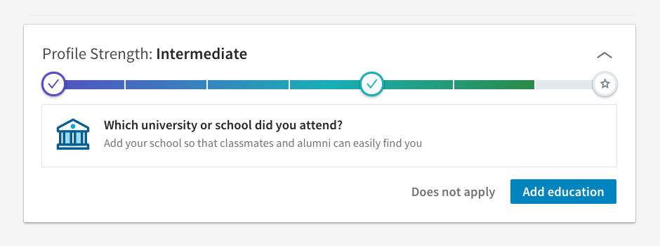 Screenshot of LinkedIn's profile progress bar