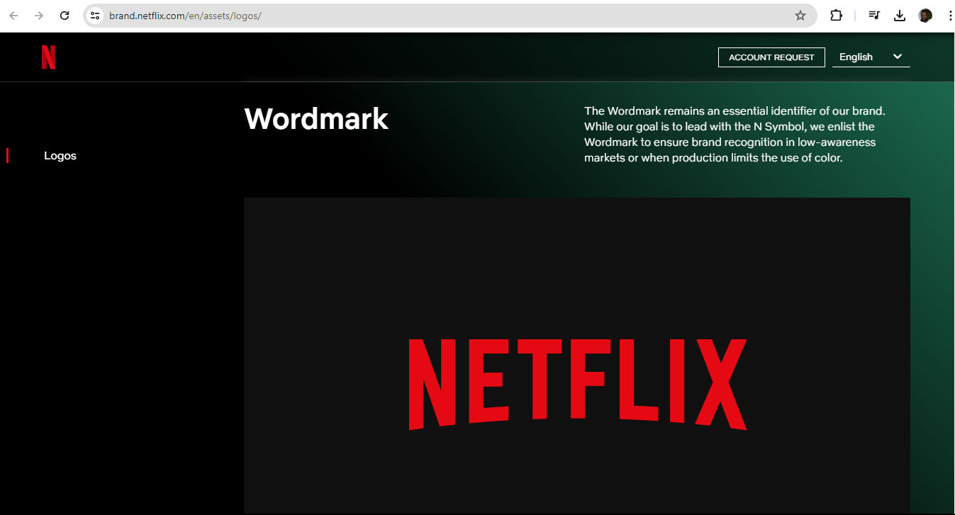 A screenshot showing Netflix's wordmark logo.