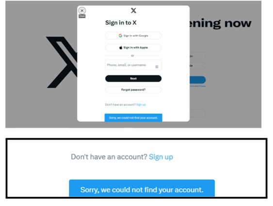 Screenshot of Twitter.com with a message.