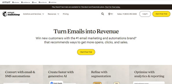 Screenshot of Mailchimp.com.