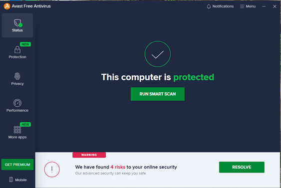 A screenshot showing Avast antivirus at work on a computer.