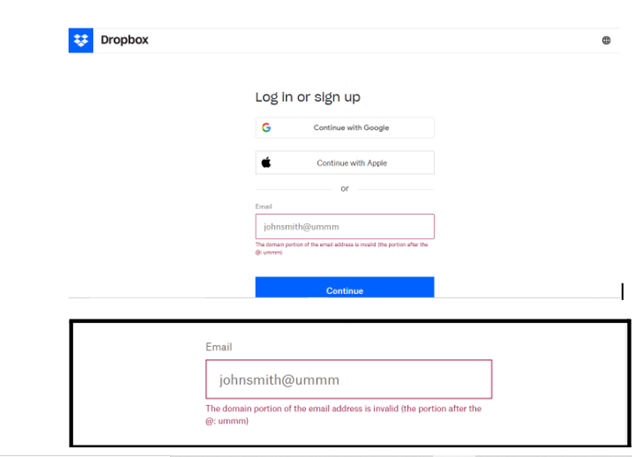 Screenshot of Dropbox.com's login page.