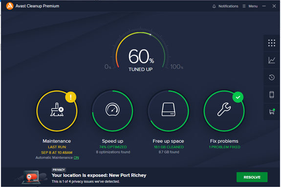 Screenshot of Avast Cleanup application.