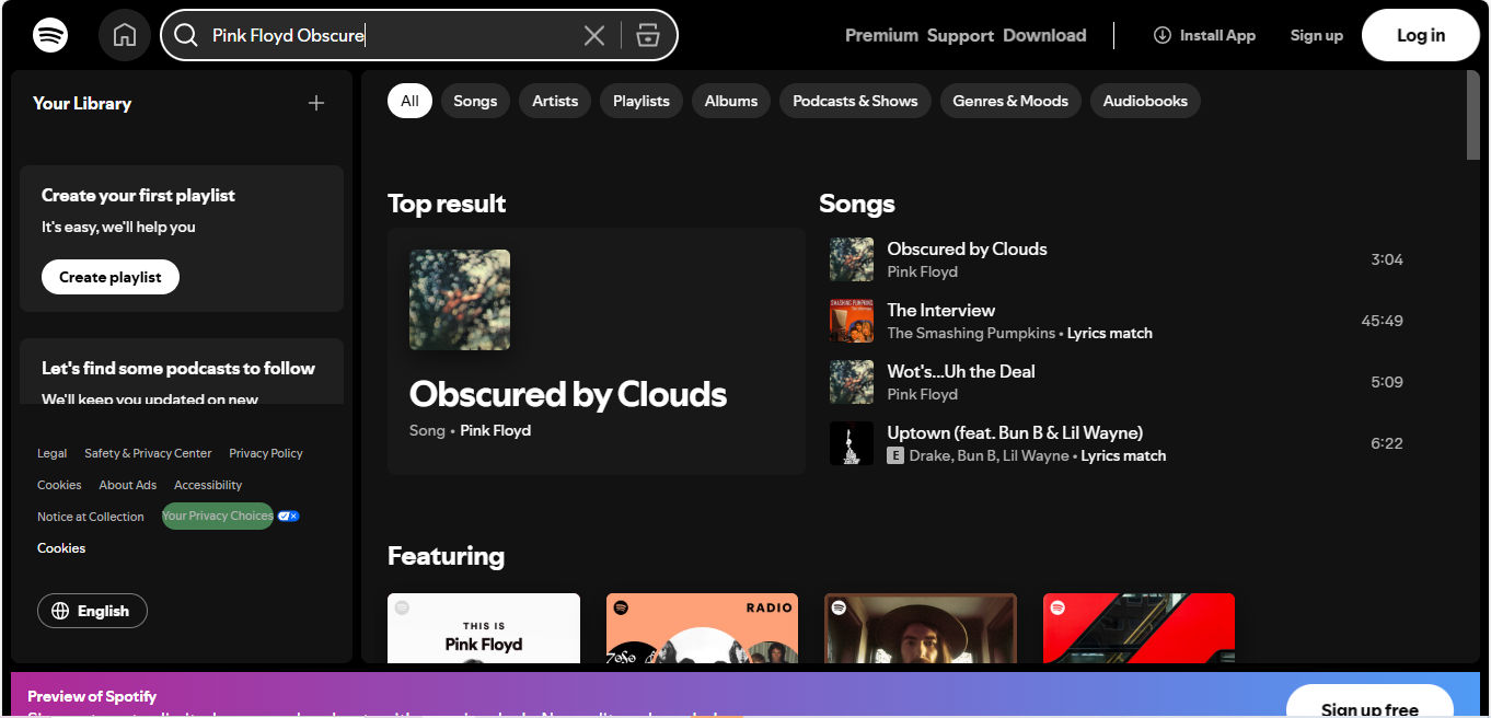 A screenshot from a Spotify page.