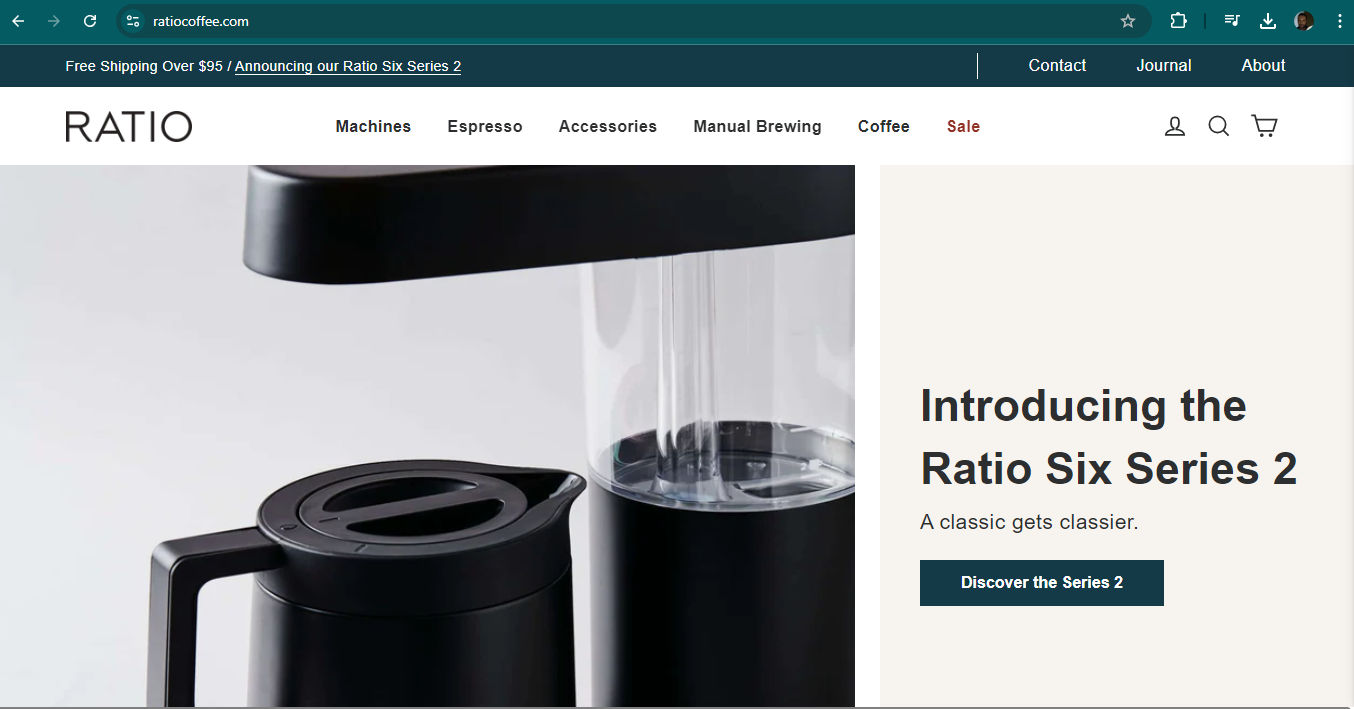 A screenshot from Ratio's landing page.