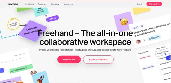 Screenshot of InVision Home Page