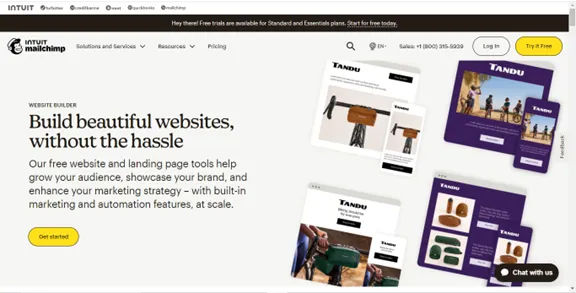 Screenshot of Mailchimp Home Page