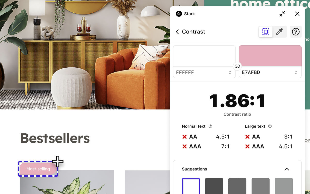 A screenshot of the Stark Accessibility Checker in use.