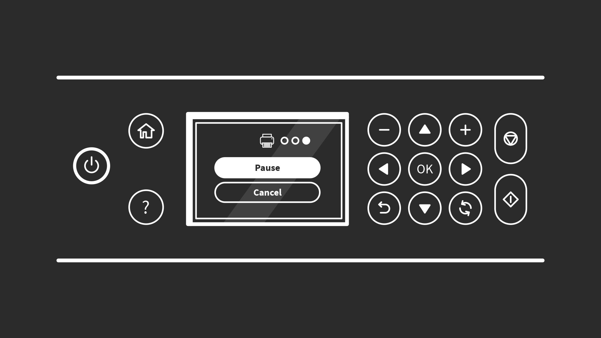 Illustration of a simple printer control panel