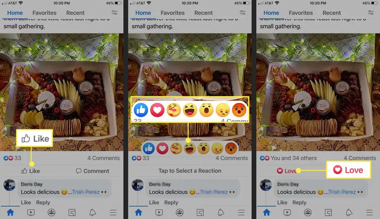 Screenshot or image showing Facebook's Reactions feature in use.