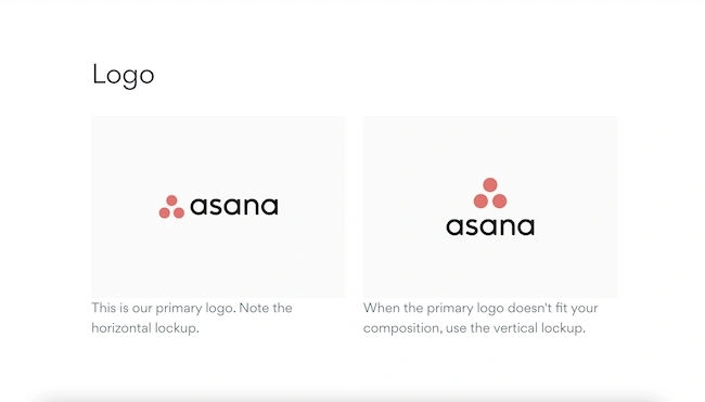 Screen showing two ways to show Asana's logo.