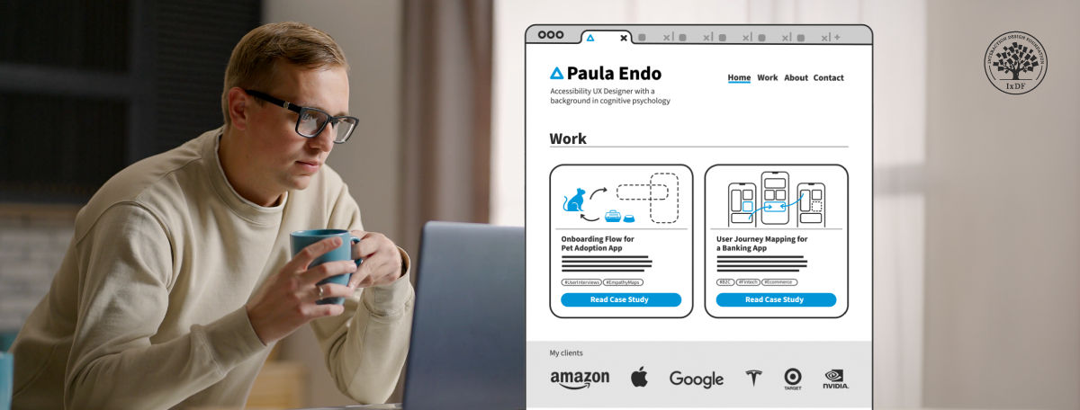 An image of a person reviewing a portfolio.