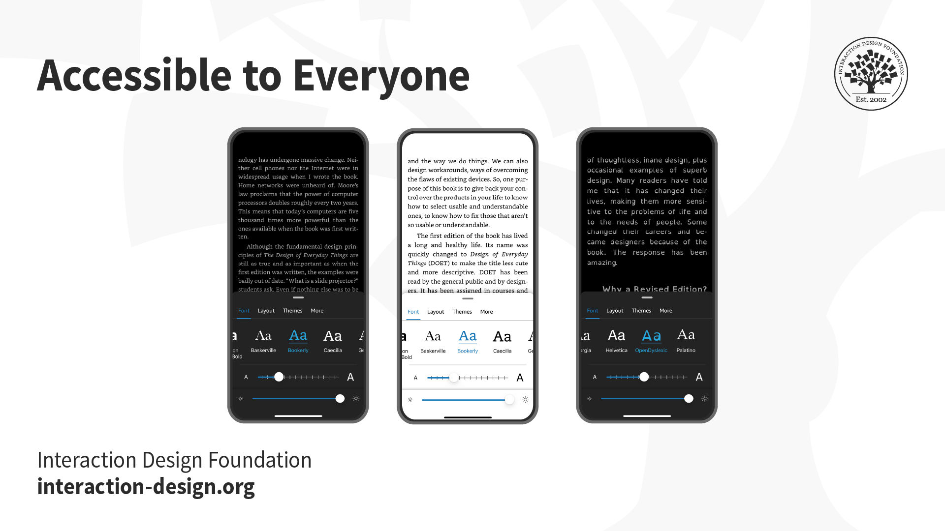 Image showing 3 mobile phones with text and screen color differences.