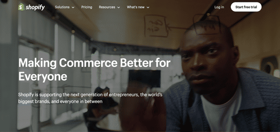 A picture of a person on Shopify's homepage.