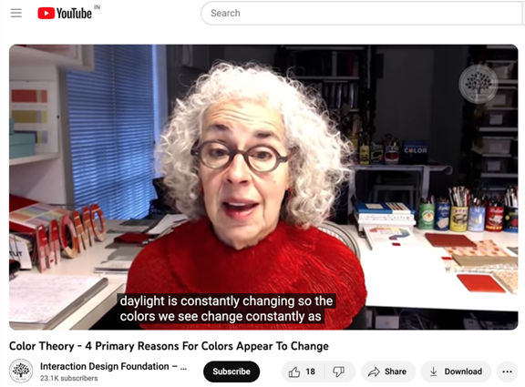 A screenshot of an IxDF video on YouTube, featuring captions of the speaker's words.
