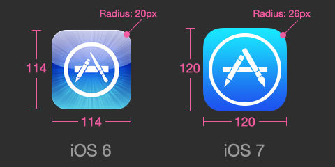 An image showing two versions of iOS app icons.