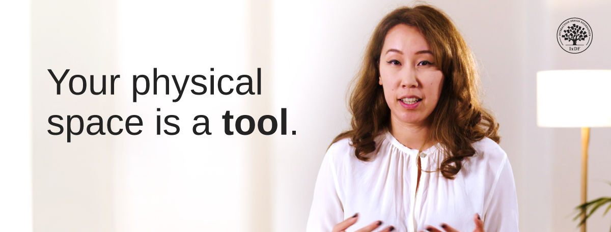 An image of the instructor with the caption Your physical space is a tool. 