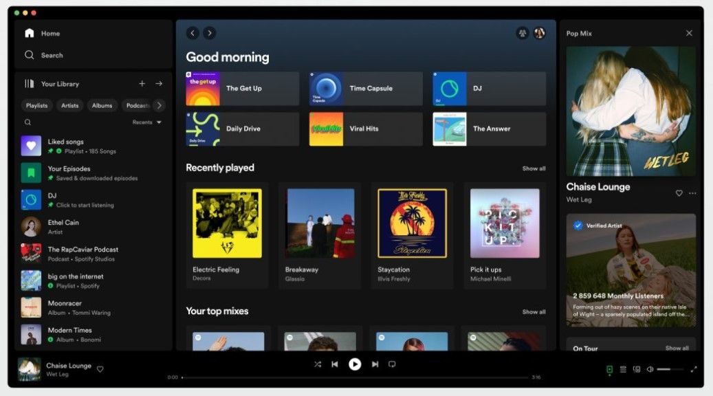 Screenshot of Spotify's homepage.