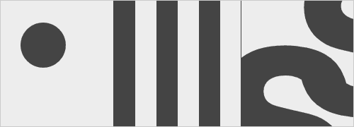 Illustration showing three facets of the Gestalt law of figure-ground.